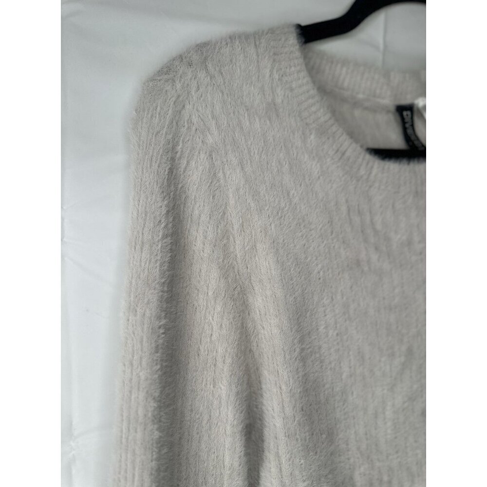 Zara Cropped Crew Neck Grey Sweater Long Cuffs Super Soft Size Xl - Picture 4 of 10